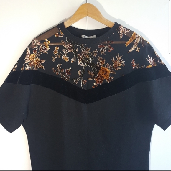 Zara Dresses & Skirts - ZARA TRAFALUC Sweatshirt Dress With Mesh & Velvet